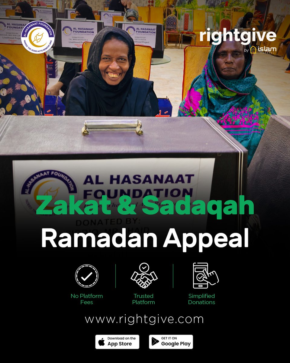 Join Al Hasanaat Foundation as they provide Zakat food packs for families in need, install water hand pumps, equip widows with sewing machines, fund vegetable and fruit stalls for sustainable income, sponsor Hifz students, and provide auto rickshaws to restore livelihoods.
 
We