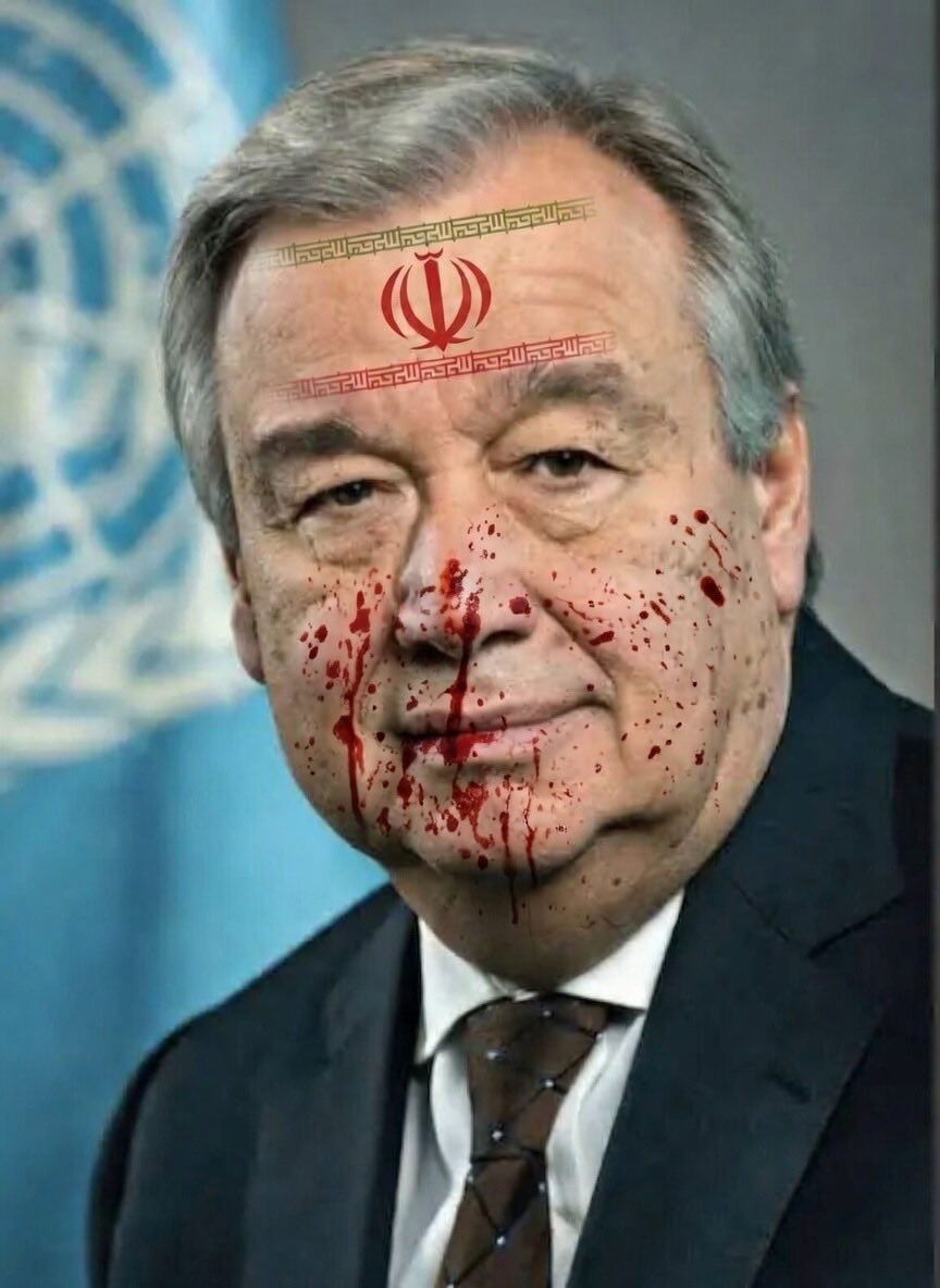 Aiden9877's tweet photo. @antonioguterres You are a supporter of killers of 40000 innocents. everyone knows your stance, you are an ayatollah lover. Shame on you. https://t.co/9IUkjDy8ck