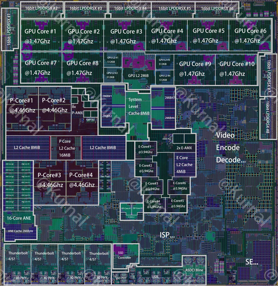Kurnalsalts's tweet photo. Apple M4 Dieshot
Thanks by 万扯淡 give dieshot
Kurnal layout

Diesize：13.21x12.82mm
Layout and No-Layout dieshot download there：
https://t.co/ETpDzFmlZy https://t.co/mVUml6QgxQ