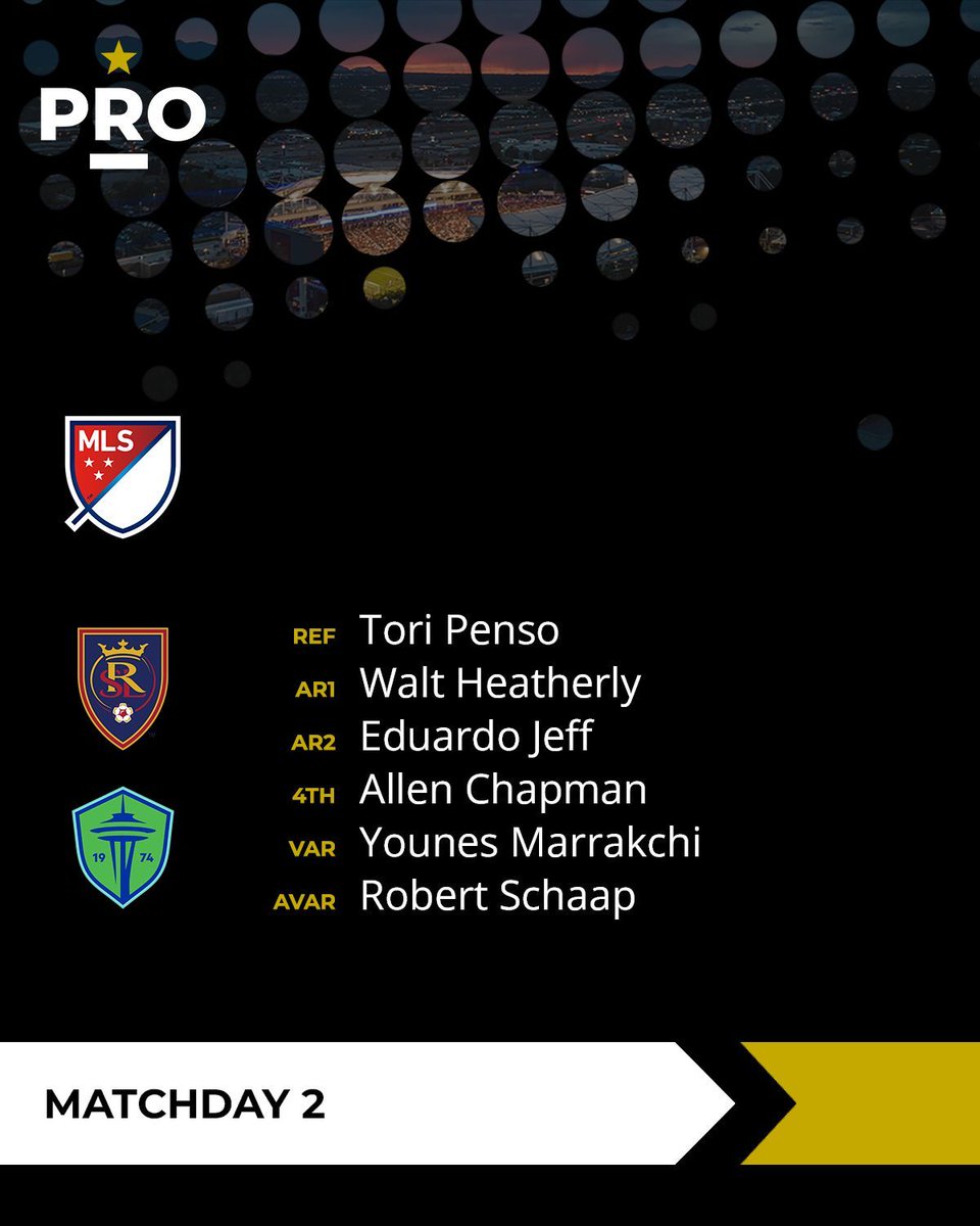 PROreferees's tweet image. ⚽ // @realsaltlake vs @SoundersFC (7:30PM ET)

#PRO | #MLS | #RSL | #Sounders