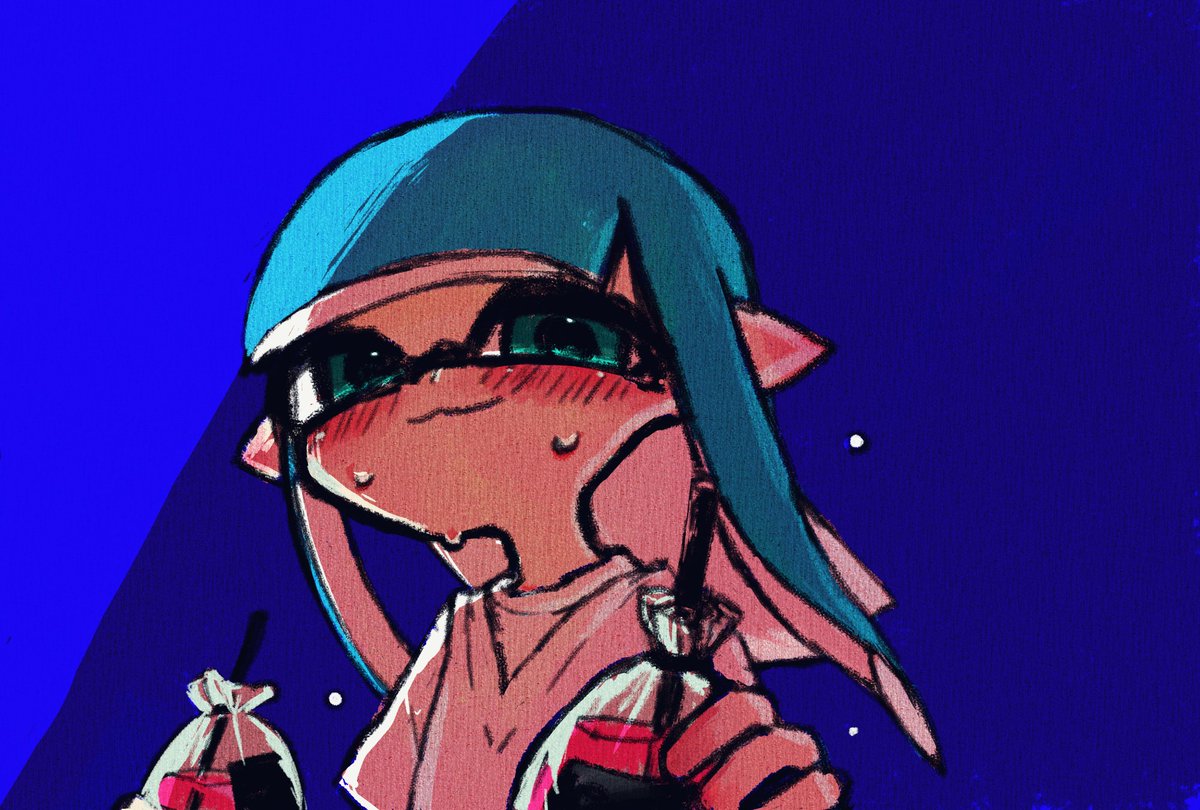 試合後にドリンクをくれる先輩イカちゃん🦑🥤（という設定） #Splatoon
