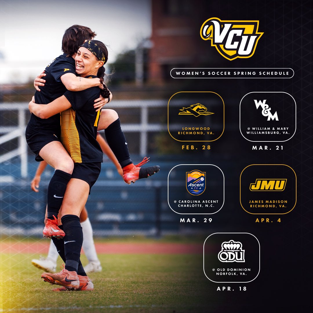 VCUWomensSoccer's tweet photo. Spring season starts today🥳

🗓️ https://t.co/OUux5aXyZw

#LetsGoVCU https://t.co/FH5AgMFk04