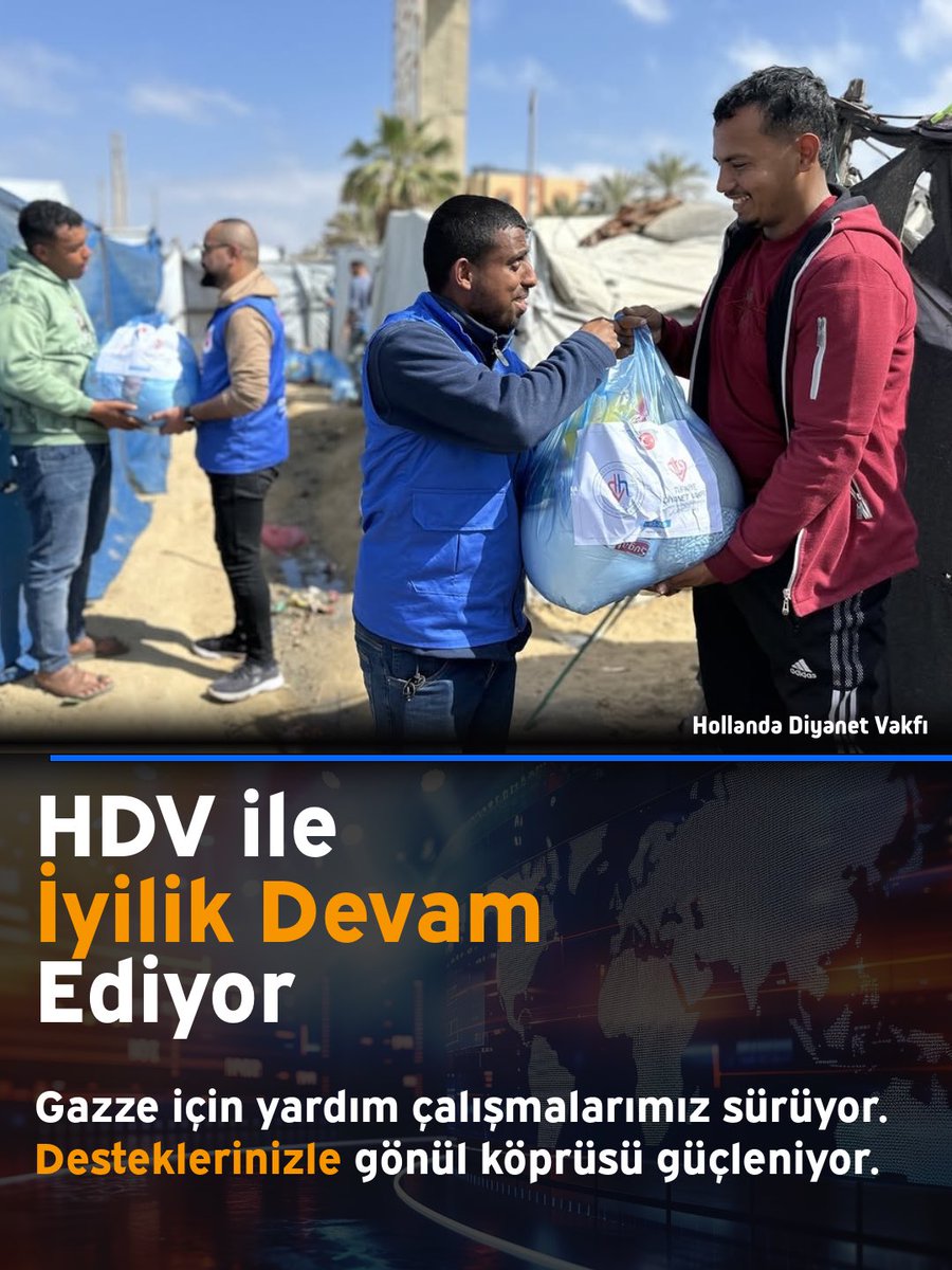 hdvhollanda's tweet photo. Hollanda’dan Gazze’ye Gönül Köprüsü

Hollanda Diyanet Vakfı olarak Gazze’de ihtiyaç sahiplerine yönelik yardım çalışmalarımızı sürdürüyoruz. Hayırseverlerimizin emanetlerini gıda kolileri halinde ailelere ulaştırıyor, Ramazan’ın bereketini sofralara taşıyoruz.

Zor şartlar altında yaşam mücadelesi veren kardeşlerimizin yanında olmaya devam ediyoruz. Desteklerinizle Gazze’deki iyilik hareketini büyütüyor, dayanışmayı güçlendiriyoruz.

Gazze yardım kampanyamız devam ediyor.

Detaylı bilgi ve bağış için:

👉 https://t.co/MUL3Kp9P7q

#gazze #nederland #palestine #ramadan #help