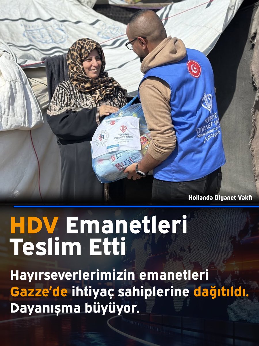 hdvhollanda's tweet photo. Hollanda’dan Gazze’ye Gönül Köprüsü

Hollanda Diyanet Vakfı olarak Gazze’de ihtiyaç sahiplerine yönelik yardım çalışmalarımızı sürdürüyoruz. Hayırseverlerimizin emanetlerini gıda kolileri halinde ailelere ulaştırıyor, Ramazan’ın bereketini sofralara taşıyoruz.

Zor şartlar altında yaşam mücadelesi veren kardeşlerimizin yanında olmaya devam ediyoruz. Desteklerinizle Gazze’deki iyilik hareketini büyütüyor, dayanışmayı güçlendiriyoruz.

Gazze yardım kampanyamız devam ediyor.

Detaylı bilgi ve bağış için:

👉 https://t.co/MUL3Kp9P7q

#gazze #nederland #palestine #ramadan #help