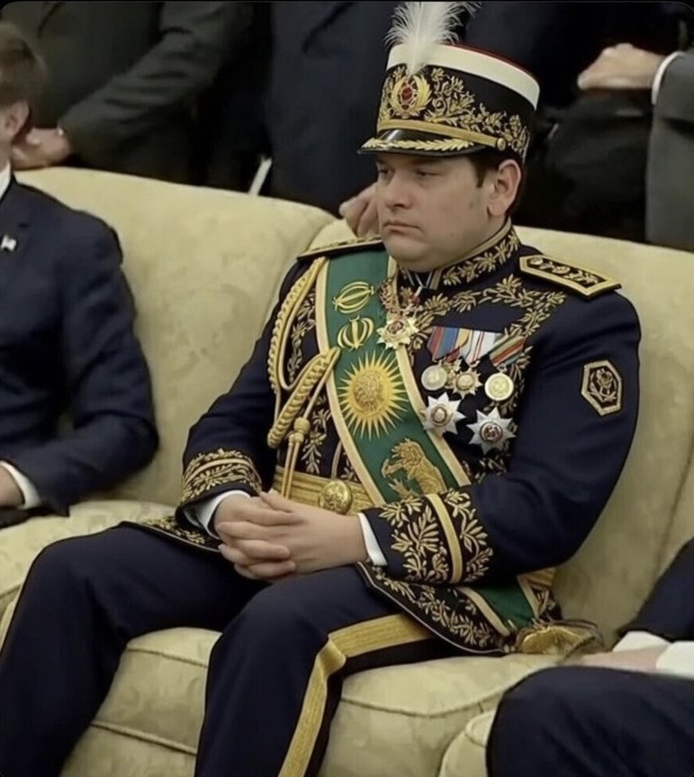 ADobranic's tweet photo. Marco Rubio finding out he’s the new Shah of Iran https://t.co/BP5VZiTSKn