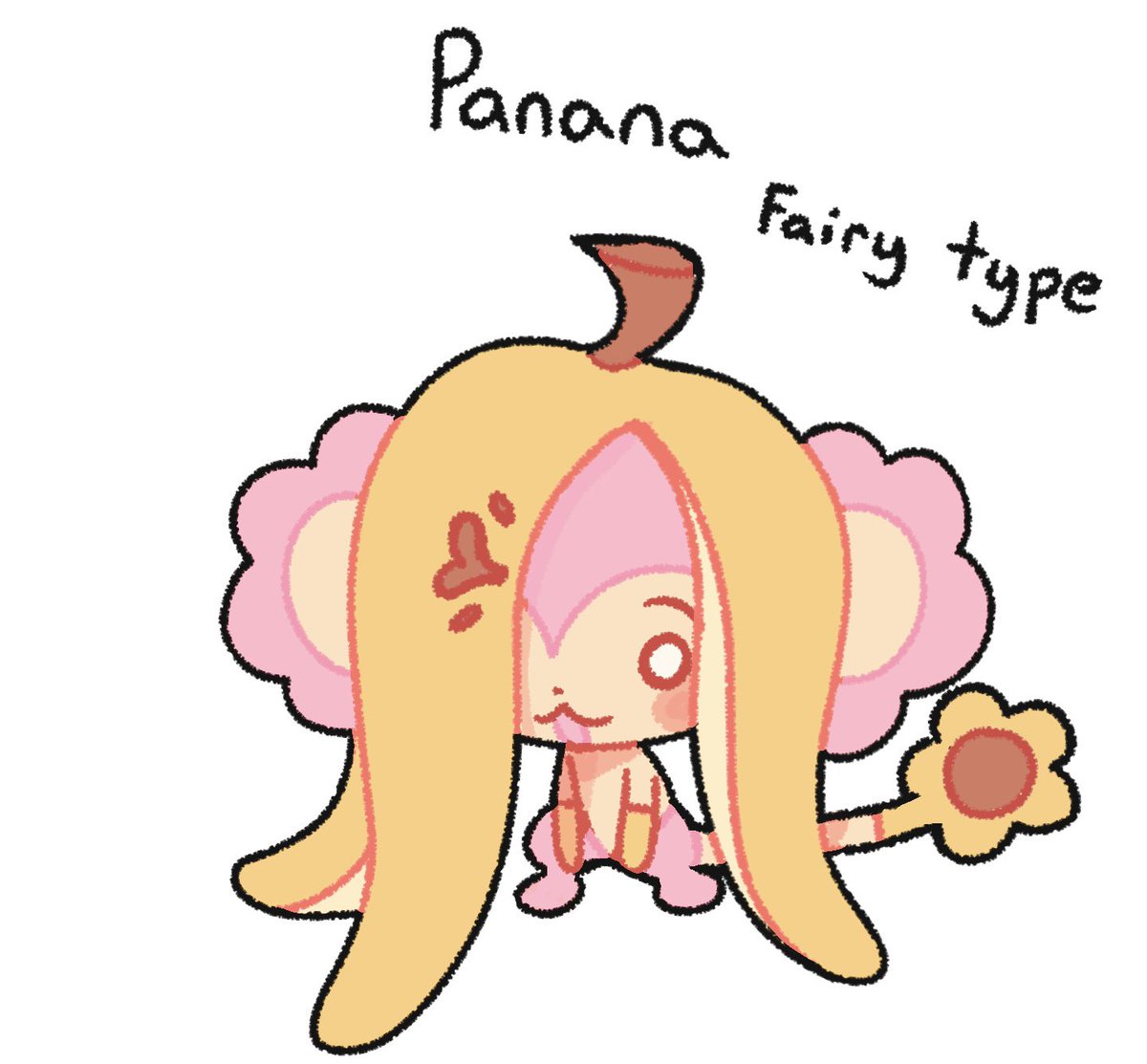 Also silly doodle of a Pokémon oc I made a while ago. Maybe they are a new regional pan from Winds and Waves!! Meet Panana