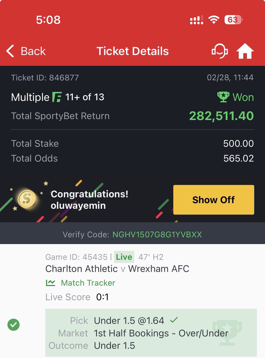 46k odds ✅✅✅

Just cut 2 mehn 🔥 🔥 

Sharp 500 Odds boom ✅✅✅

Drop your winning ticket if you flex by 2 ✅✅