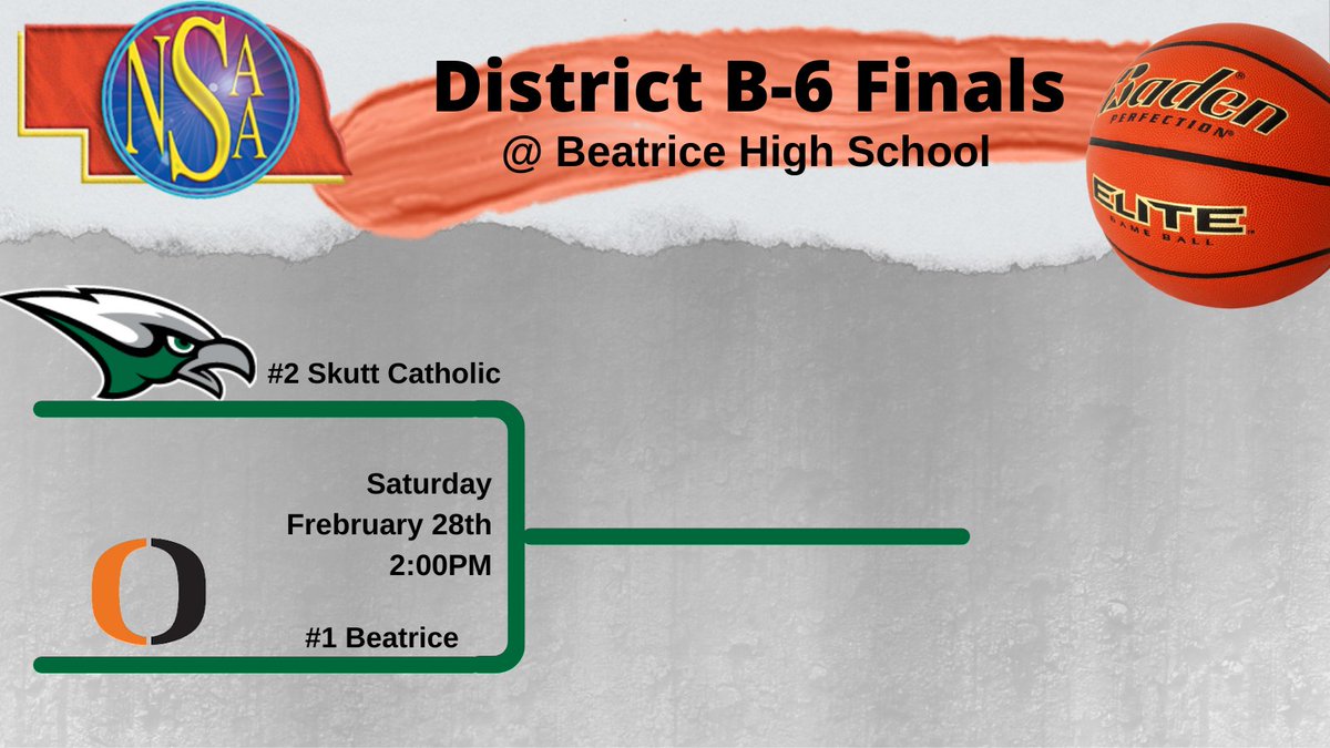 SkuttCatholic's tweet photo. Today's the day!   

@SkuttGBB looks to 👊their🎟️ to State!  

🗓️ TODAY 
📍 Beatrice High School
⏰ 2pm
🎟️ $6 adults $5 students;  no passes
📺 https://t.co/a8DIkx92bb https://t.co/2iCRwhcmco