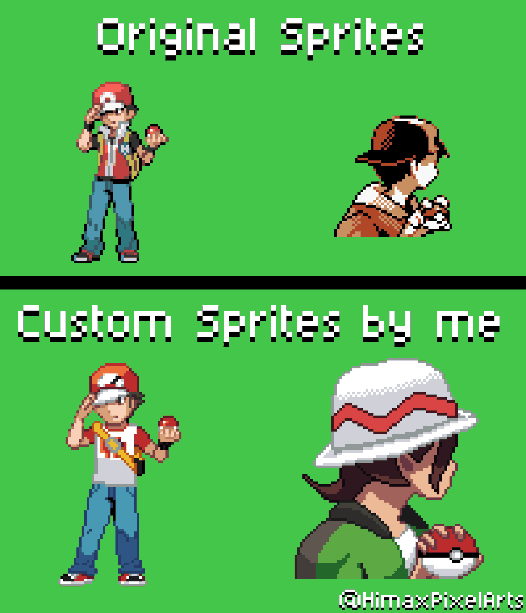 HimaxPixelArts's tweet photo. Here´s the sprites I used for reference to make the custom sprites for the ´´Legendary Trainer Red´´ art, now you can clearly see the sprites I made without all that fog and snow
#pixelart #customsprites #Pokemon https://t.co/bvv30BI4IY
