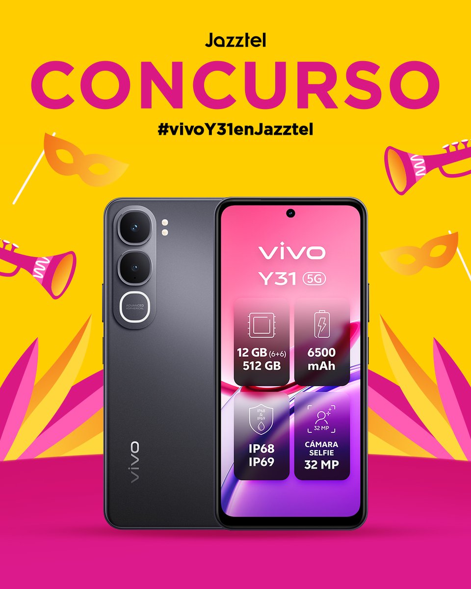 ¡CONCURSO a la vista con este espectacular #vivoY31!
¡Participa para ganar!
➡️ Sigue a <a href="/jazztel_es/">Jazztel España</a> y <a href="/vivo_espana/">vivo España</a> 
🔁 Haz RT
💬 Menciona a tu amig@ de la suerte 🍀
#️⃣ HT #vivoY31enJazztel
.
BBLL:bit.ly/BBLLvivoY31enJ…