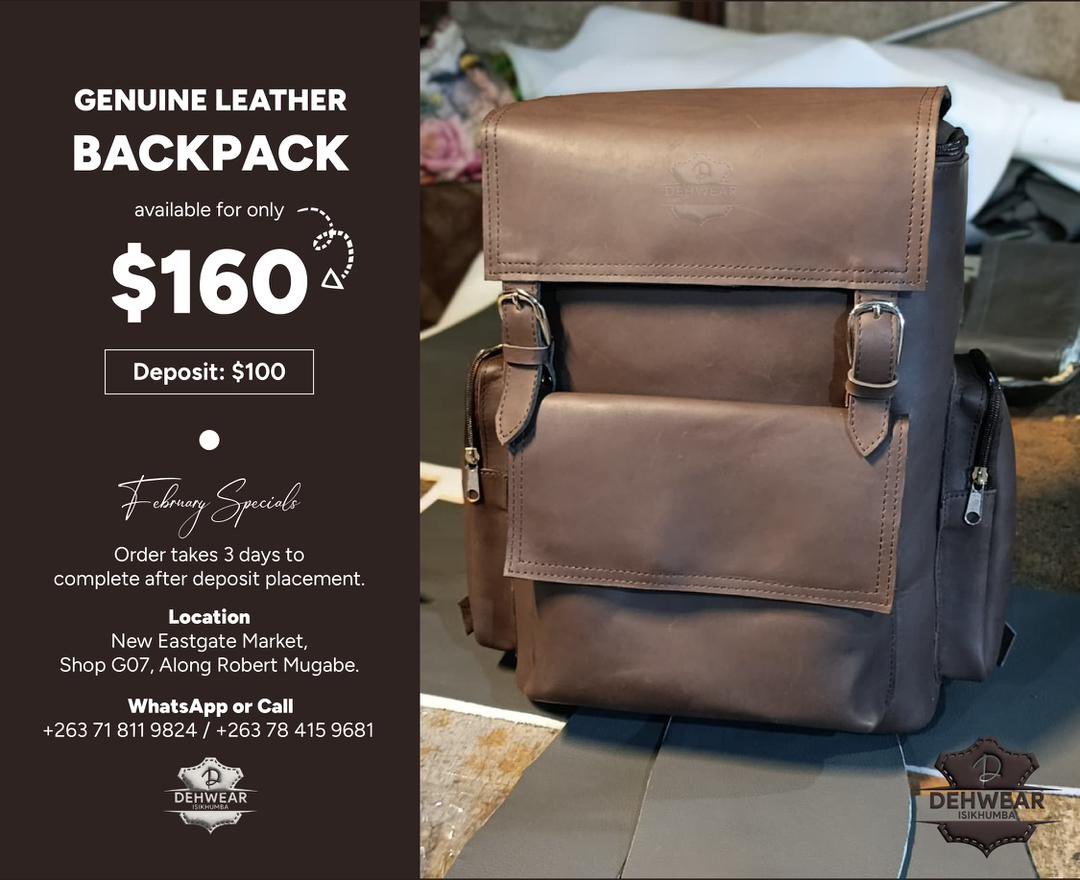 DEHWEAR's tweet image. Dehwear got your back 🎒

Built from genuine leather, this backpack is designed to carry your essentials with style, strength, and confidence.
Perfect for work, travel, or everyday movement — crafted to last and age beautifully with time.

#Dehwear #Isikhumba #LeatherBackpack