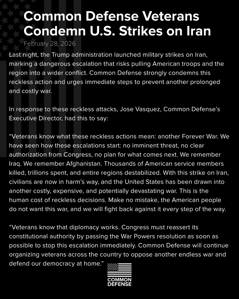 For too long, Congress has abdicated its duty, leaving war powers in the hands of the executive branch. It’s time for leaders to do their jobs.

Congress: Reclaim your war powers now.