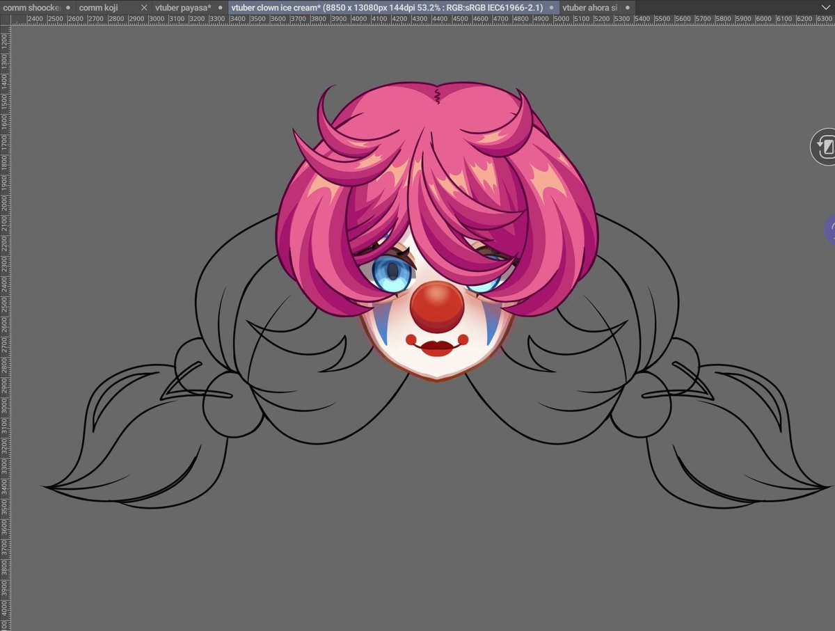 Does anyone know how I can make the eyes look better without being above the hair? #Vtuber