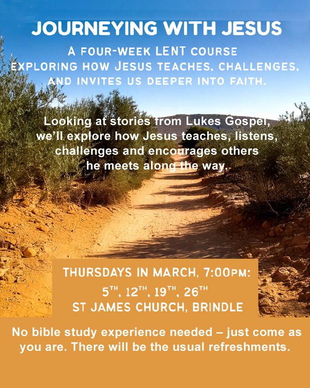 BrindleStJames's tweet photo. 🌿welcome to Brindle St James' Church this Lent! 🌿
Sunday 1st March 2026 10.30am Holy Communion. 
Thursday 5th March 7pm Lent course, to learn, reflect, and share together. 

Making space in our lives — to grow in faith through prayer and study. All welcome https://t.co/9uo5euurtG