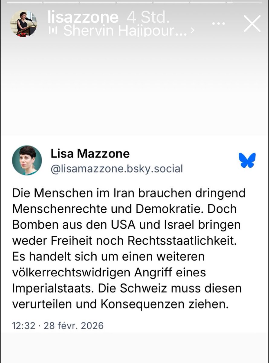 feusl's tweet photo. Die Präsidentin der ⁦@GrueneCH⁩ stellt sich auf die Seite der Mullahs. Nachdem diese 30k oder mehr Unschuldige ermordet haben. Und sie redet gleichzeitig von Menschenrechten. Die postmoderne Infantilität ist nicht zu überbieten. https://t.co/txXbJtXwLZ