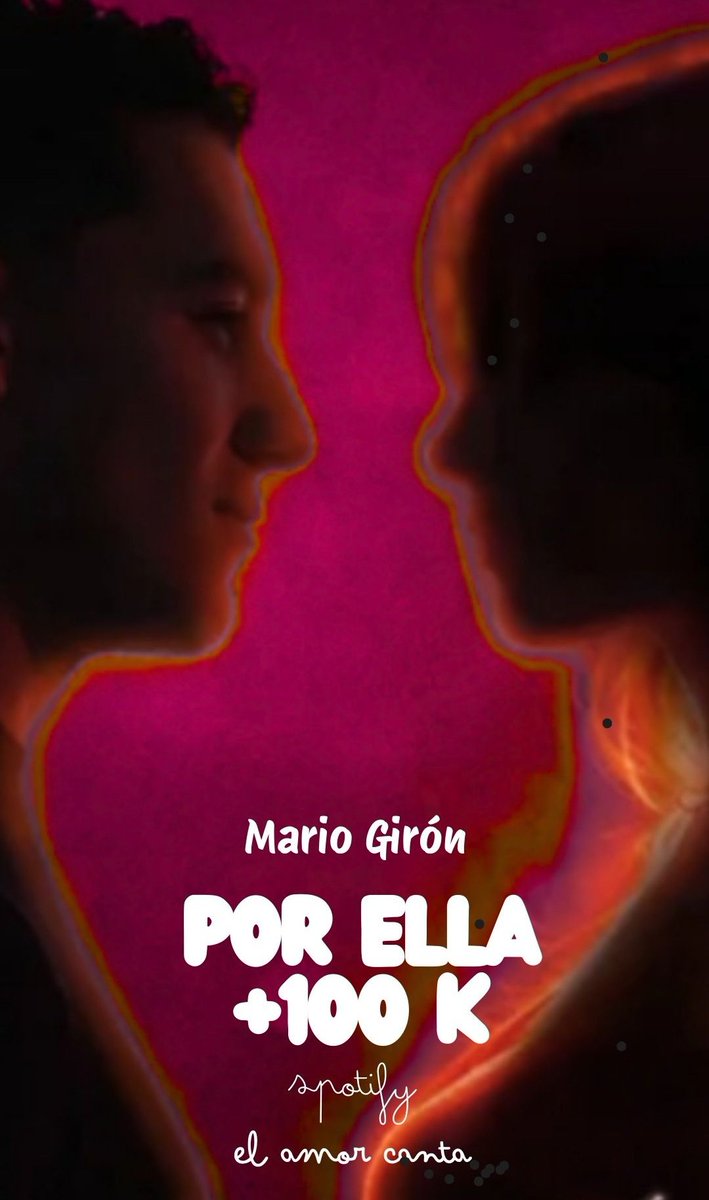 Que gran día para celebrar 🙌🏻🎉
"Por ella"alcanza sus +100k de reproducciones en Spotify 🥳❤️
Llenos de mucho amor, historia y sentimiento💗
Vengaa🥳