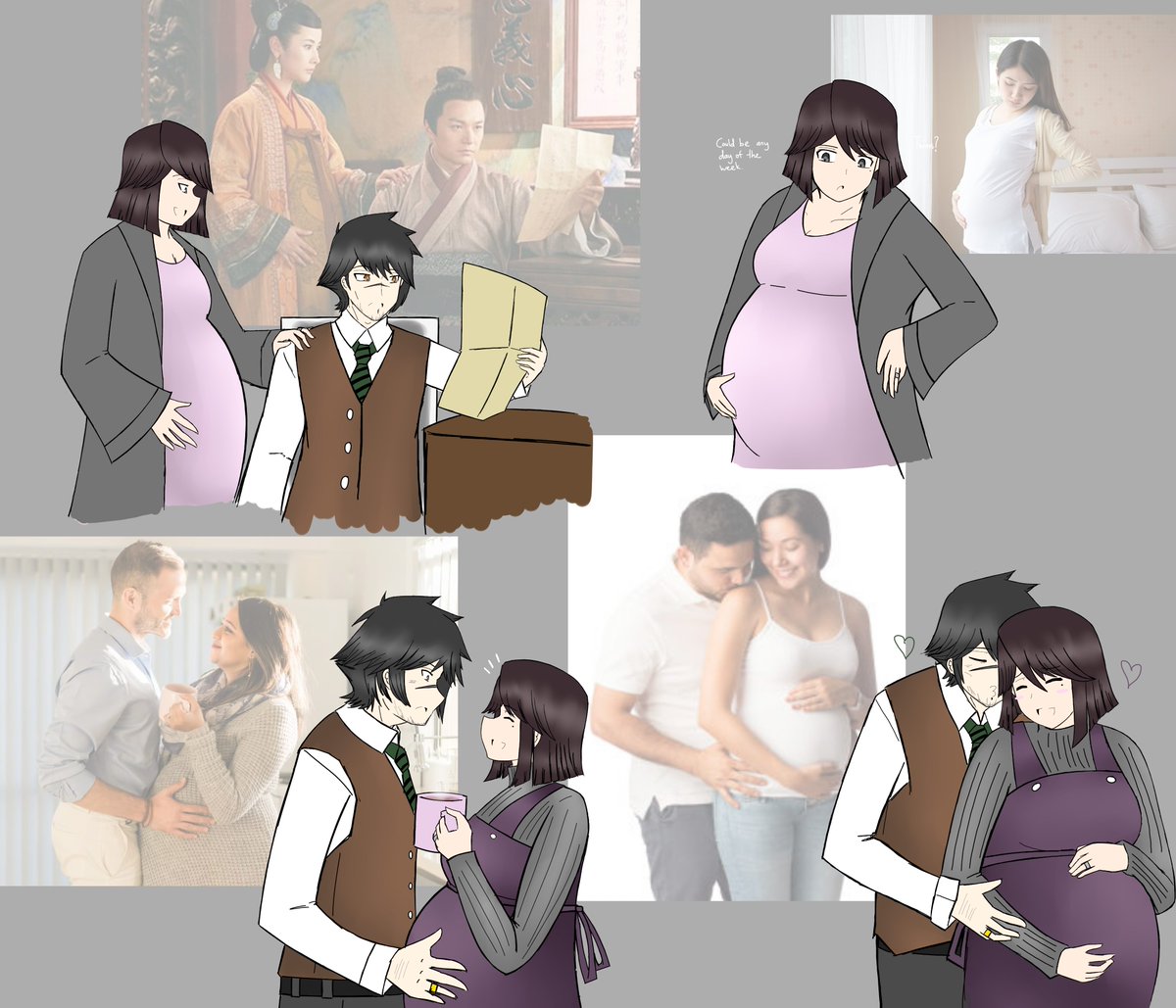 INazeerudin's tweet image. Old practice using photos as reference.

In the first pic top left, just realized Zulaph does remind me a bit of Guo Jing from Condor Heroes.

#pregnantart #Reference #oc