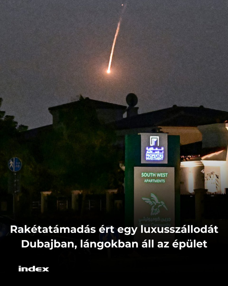 indexhu's tweet photo. A felvételek szerint a rakéta rendkívüli sebességgel szelte át a levegőt, még mielőtt becsapódott a turisták körében rendkívül népszerű hotelbe.
Részletek: https://t.co/aVPycHQmmX
Fotó: AFP
#Iran #haboru #Dubaj #szalloda #raketa #tamadas #indexhu https://t.co/Kvgv5BXngv