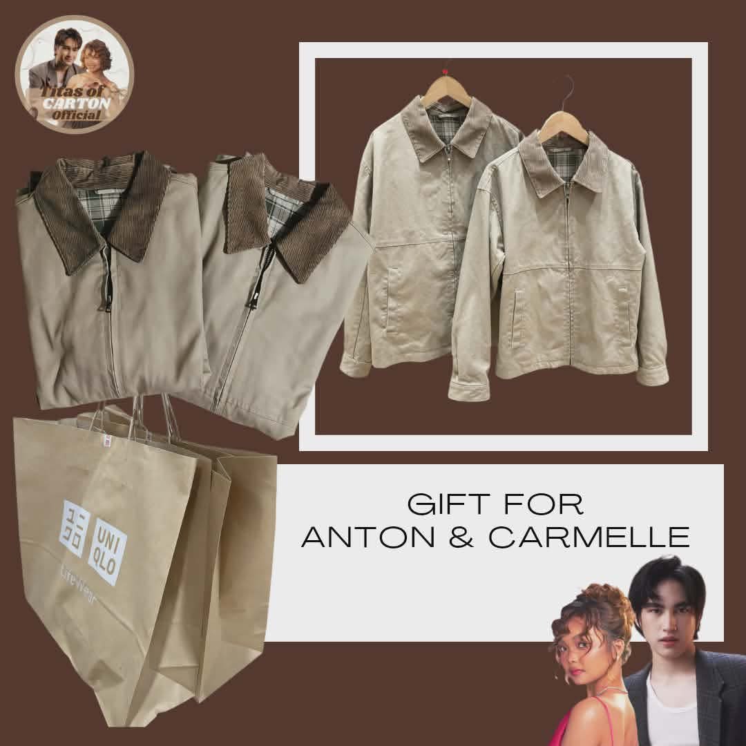 To our beloved Anton and Carmelle, also known as “CARTON,” 

You both bring so much joy, kilig and excitement to us, especially to all the Titas and Titos!

This is a simple gift from your Team Titas called the “Friendly Couple Jacket,” especially for you, Anton and Carmelle. We