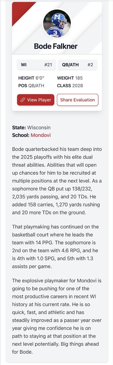 BODE FALKNER (QB 2028) tweet media