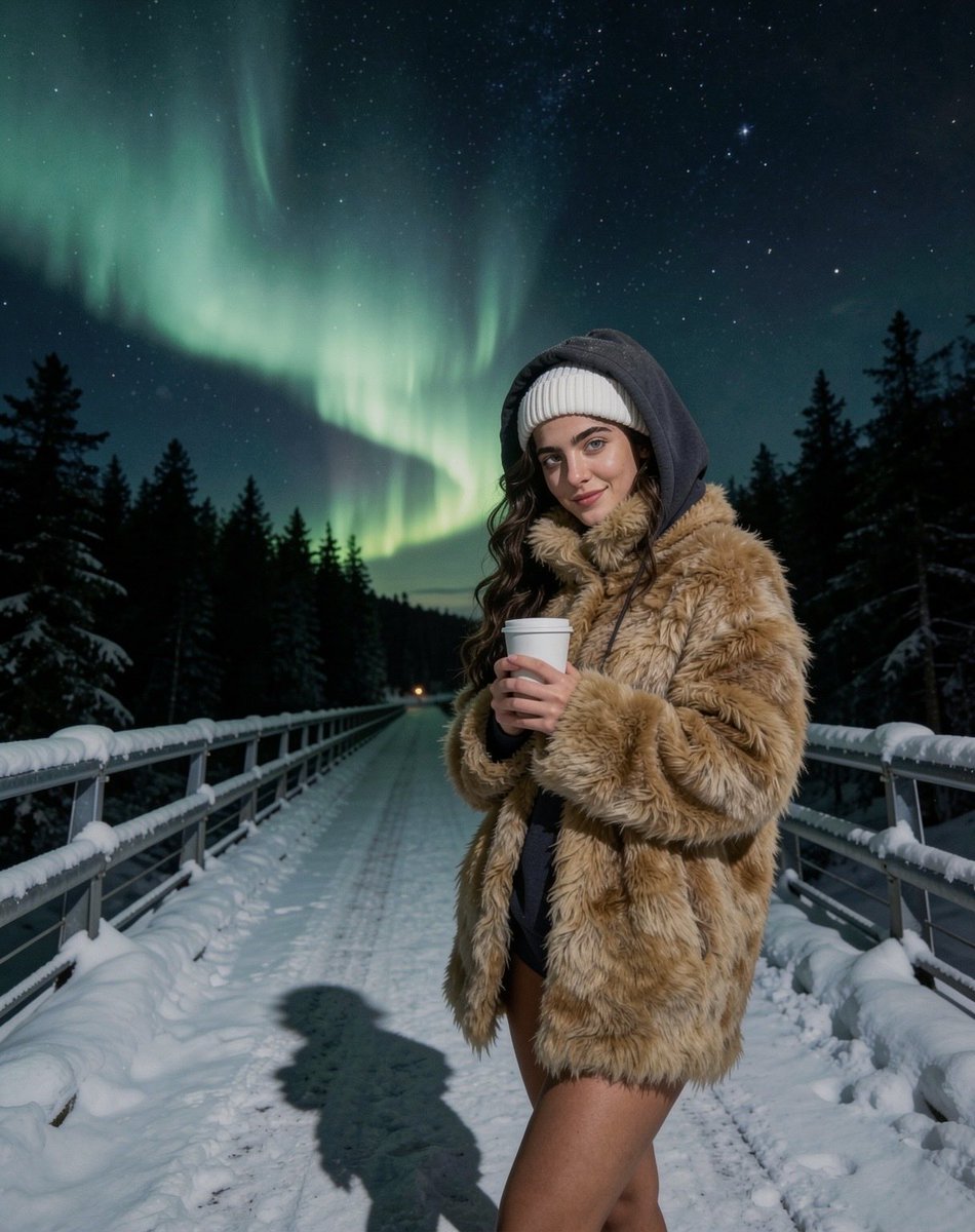 MayaAzimi03's tweet photo. Caption this ✨

#NorthernLights #stars #ai #model #winter https://t.co/ZrBeHoOXBP