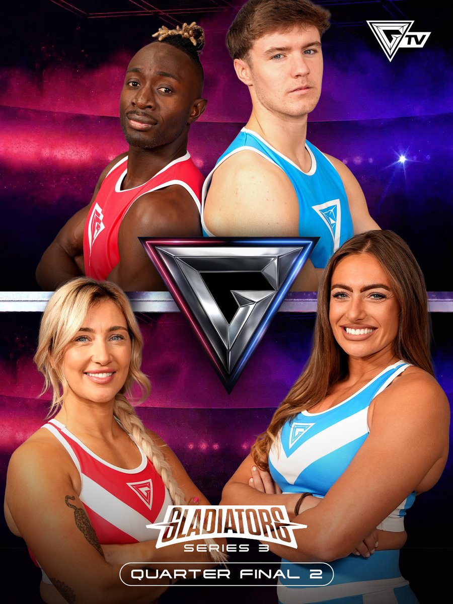 GladiatorsTV's tweet photo. This week: Giant climbs back onto Everest, Sabre defends her territory on The Edge, and Apollo launches a rocket in the Gauntlet.

🔴 Mo (35) Swansea
🔵 Shaun (20) Lancashire
🔴 Helena (32) West Midlands
🔵 Millie (28) Cleethorpes

📺 #Gladiators Saturday 17:45 BBC One &amp; iPlayer https://t.co/TcazhqYoUW
