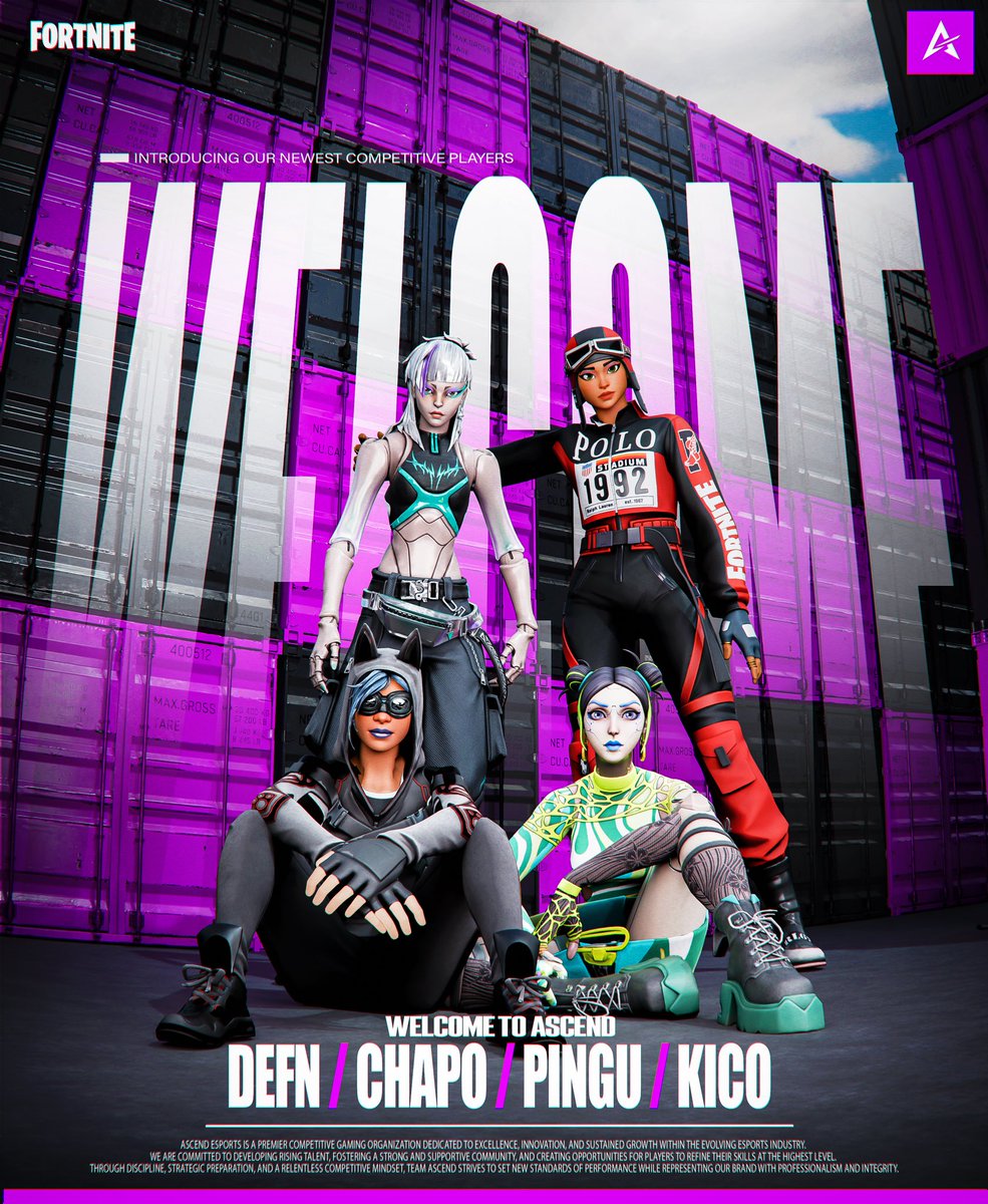 We’re proud to welcome 4 new Future players to ASCEND.
Next generation loading… ⚡ 

<a href="/defyfn1/">defy</a> | <a href="/chapor2344/">Ascend chapo</a> | <a href="/pingufv10/">pingufn</a> | <a href="/KicoGoty/">Kico</a> 

#ASCEND