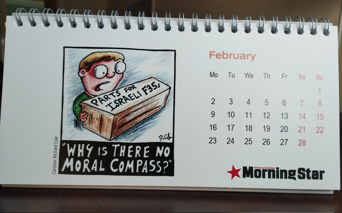 PlebRickCartoon's tweet photo. Sadly fitting for today, my cartoon in the Morning Star @M_Star_Online 2026 calendar.
#Israel #iran #epsteindistraction https://t.co/ZLmFKg1mzV