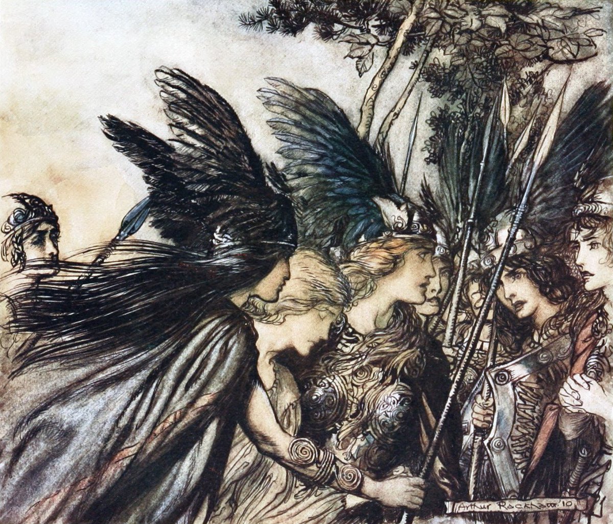 The Valkyries, Arthur Rackham. 1910.