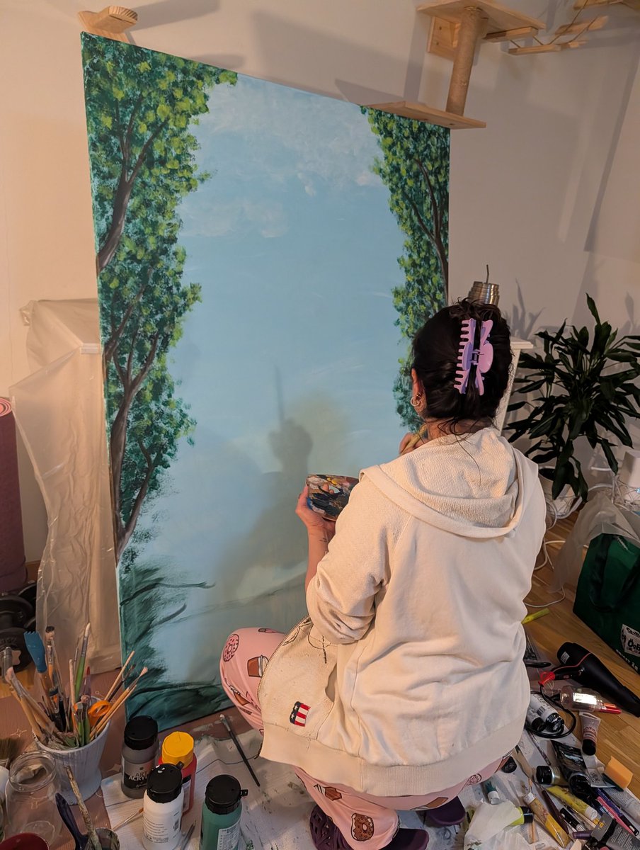 Perfect Saturday evening. 🍷 Just relaxing and watching my incredible wife do her thing. I never get tired of seeing her create or the magic she brings to life. So lucky to have a front row seat to her talent! 🎨✨