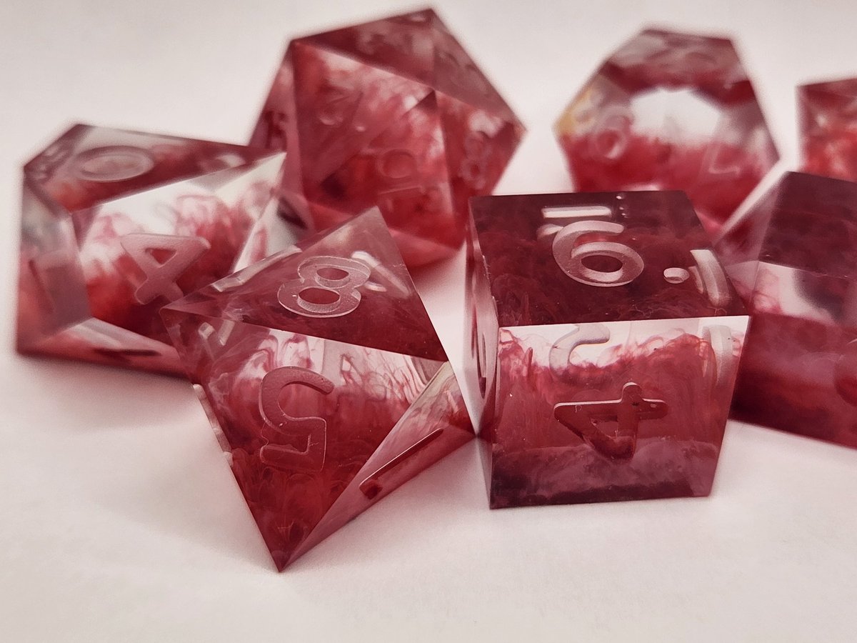 Vampires Blush Dice Set
#dnd #ttrpg #handmadedice #dice #dungeonsanddragons