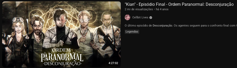Gente... O próximo episódio é o... Episódio final de Desconjuração... Não estou pronto para isso...