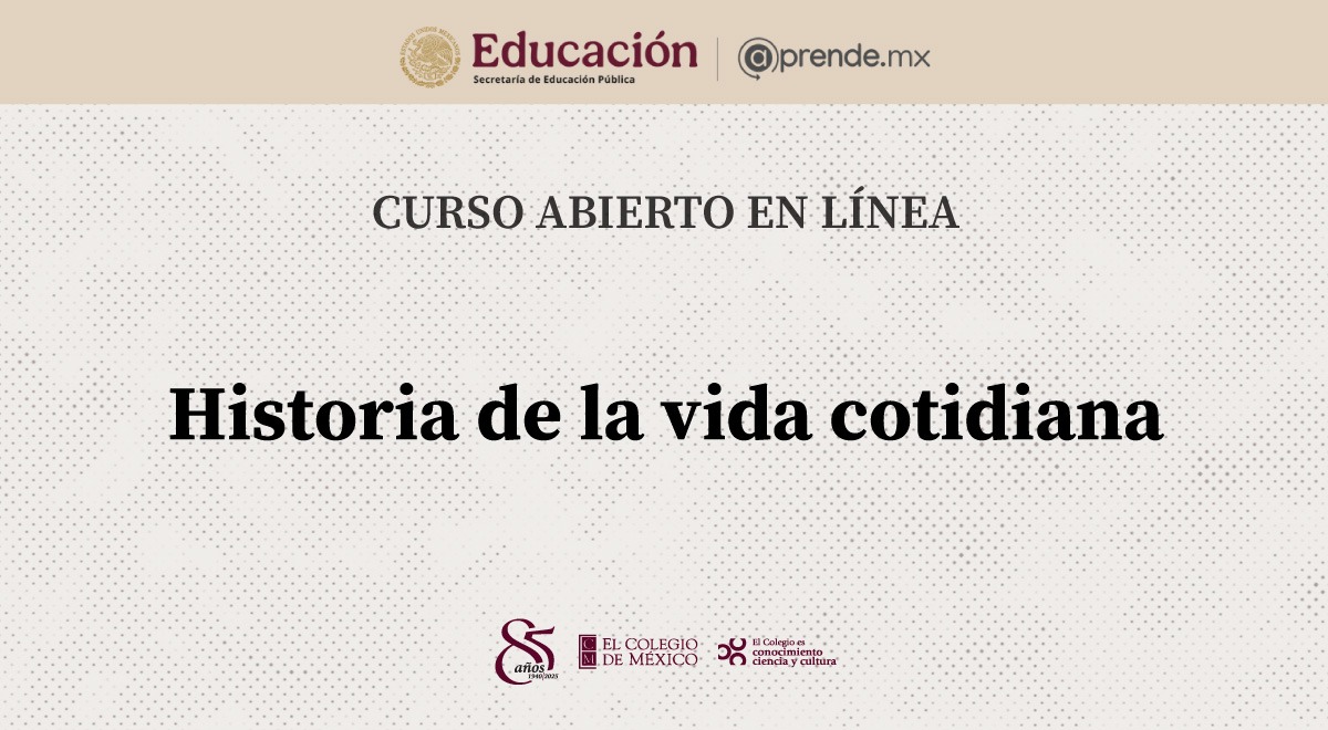 elcolmex's tweet photo. Participa en el curso gratuito en línea “Historia de la vida cotidiana”, de la doctora Pilar Gonzalbo Aizpuru (†).
✍️ Detalles e inscripción: https://t.co/chd3melmNj
En este curso de aprendizaje autónomo, los materiales están disponibles en todo momento para que las personas inscritas avancen a su propio ritmo, hasta que finalice el 23 de mayo de 2026. Tiene el objetivo de profundizar en el conocimiento histórico, yendo más allá de los hechos políticos para entender la dimensión humana y cultural de las sociedades. Está dirigido al público general, a partir del nivel escolar medio superior.
La doctora Gonzalbo Aizpuru (†) fue profesora-investigadora del @CEHColmex, sus temas de investigación se centraron en la historia cultural: la familia, las mujeres, la educación, la vida cotidiana y los sentimientos.
@CursosAprendeMX es una plataforma de cursos masivos abiertos en línea (MOOC, por sus siglas en inglés), de la @SEP_mx, a través de la Dirección General de Televisión Educativa. Regístrate y conoce más cursos en línea de El Colegio de México.