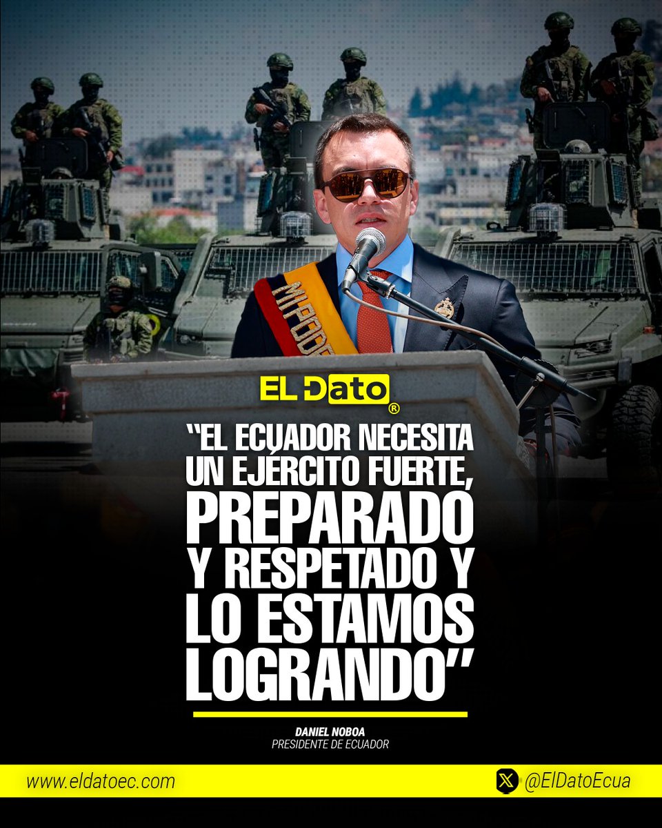 ElDatoEcua's tweet image. #Urgente “¡EL ECUADOR NECESITA UN EJÉRCITO FUERTE, PREPARADO Y RESPETADO!"

El presidente Daniel Noboa aseguró que su Gobierno trabaja en el fortalecimiento de las Fuerzas Armadas, con mayor capacidad operativa, mejor equipamiento, tecnología de última generación y formación de
