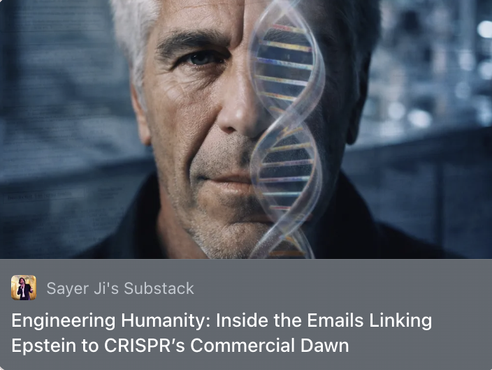 sayerjigmi's tweet photo. 10/EFTA archive: 74 references to CRISPR in the Epstein files. [Use the excellent resource by @jmailarchive: https://t.co/4pvT1UgOtq to search all the Epstein emails]

This thread covers six documents.

Full sourced investigation — Part 10 of an ongoing series: https://t.co/nfi2jmSQog
Full series: https://t.co/dieS95NFje

The record is public. Keep digging.