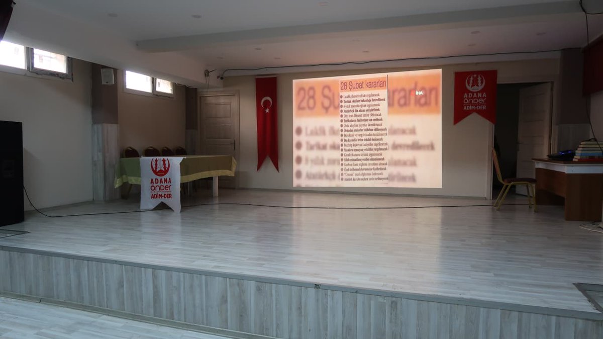 Adana İmam Hatip Lisesi Mezunları ve Mensupları Derneği ve  Selahattin Eyyubi İmam Hatip Ortaokulu paydaşlığında öğrencilerimize 28 Şubat ile alakalı sinevizyon gösterimi ve sunum gerçekleştirildi.