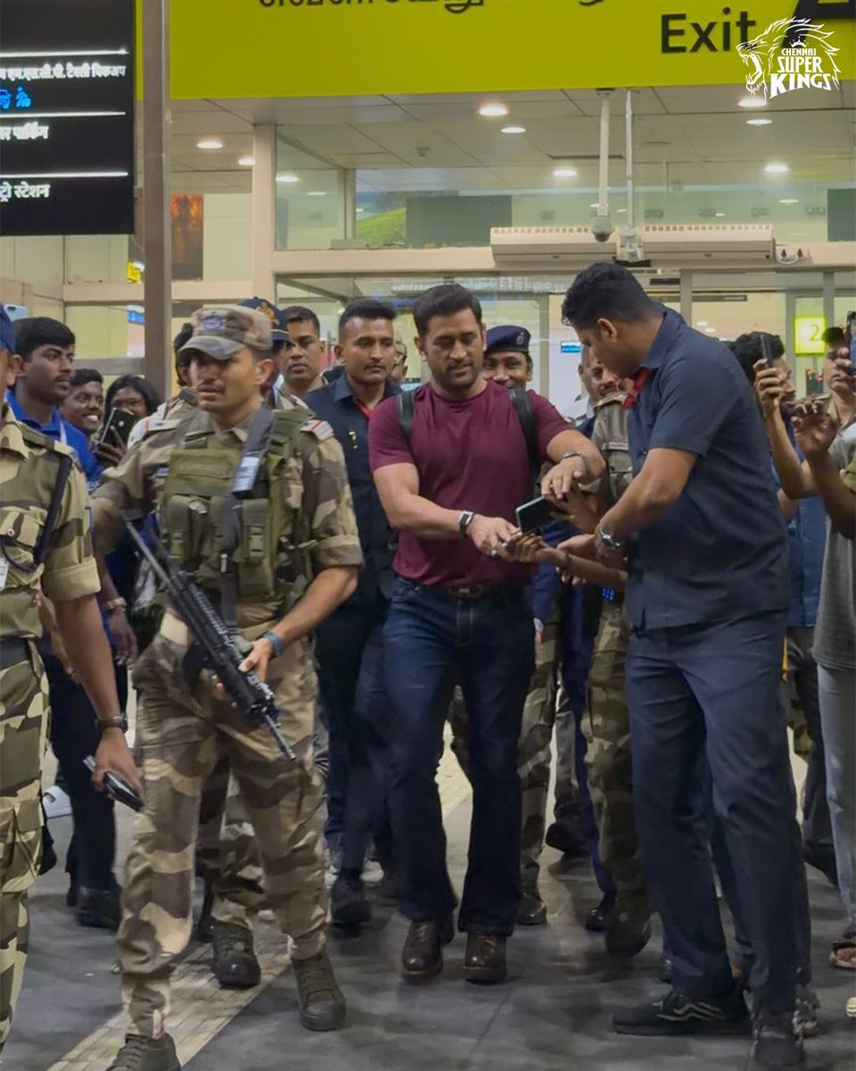 vivekvardhanc22's tweet photo. The real 'Captain' has landed. Fasten your seatbelts. ✈️🦁
​The roar follows wherever he goes. Anbuden is waiting for the Thala! 💛🚁
​.
.
.
​#TheRealCaptain #MSDhoni #Thala #WhistlePodu #Yellove #CSK #Mahi #CaptainCool #IPL2026 #ChennaiSuperKings https://t.co/77DIoakyKH