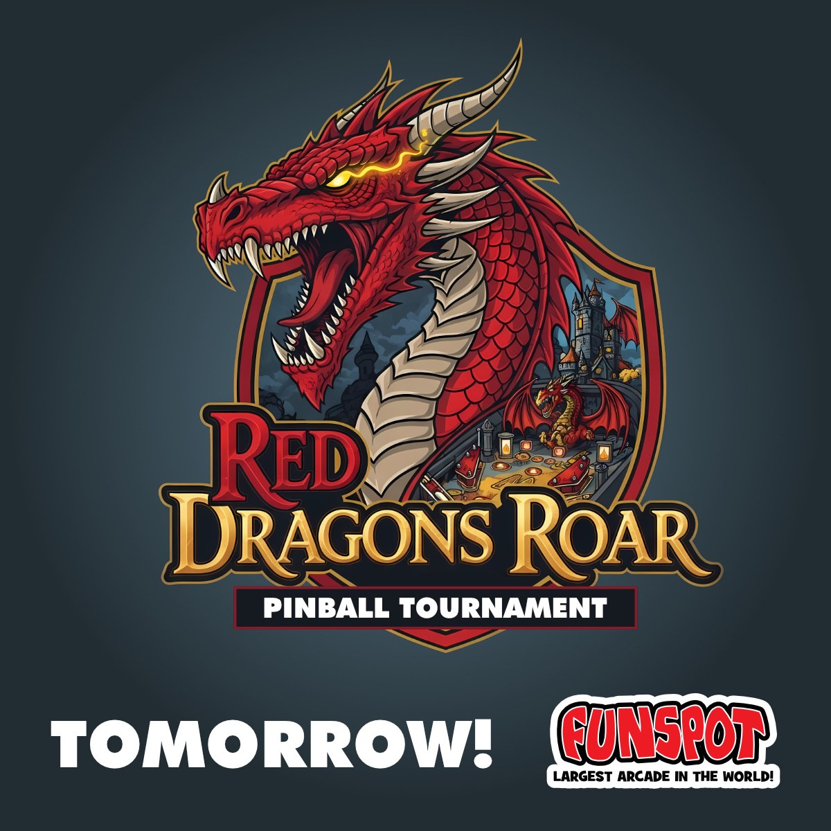 funspotnh's tweet image. 🐉 TOMORROW at Funspot! 🔥

Red Dragons Roar Pinball Tournament (feat. Stern D&amp;amp;D) starts 11AM!

18 rounds matchplay → Top 8 finals → Final duel on Stern’s D&amp;amp;D

💰 Prizes
🍕 Pizza included

Register:
bit.ly/4aQdJTs

#FunspotNH #Pinball