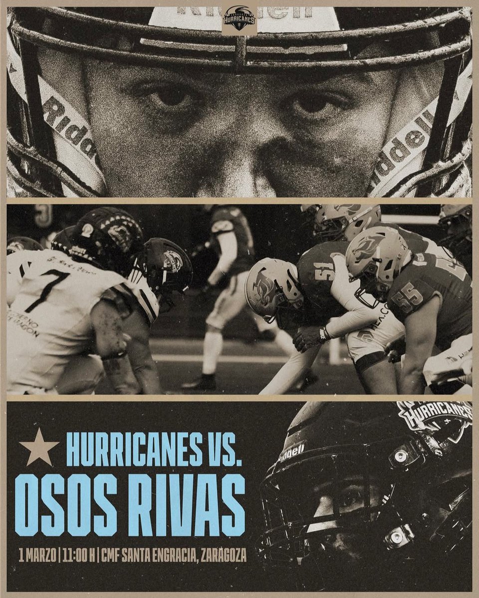zgzhurricanes's tweet photo. ⏳ CUENTA ATRÁS: FALTAN MENOS DE 24H ⏳

Mañana domingo a las 11:00h, el mejor fútbol americano nacional llega a Zaragoza. 🌪️🆚🐻

📍 CMF Santa Engracia. ¡No puedes faltar! 🏈💪
🆚 @ososrivas 
🎟️ ENTRADA GRATUITA ¡Ven a apoyarnos!

#FearTheHurricane #Zaragoza #Deporte https://t.co/xtMNAJK3iX