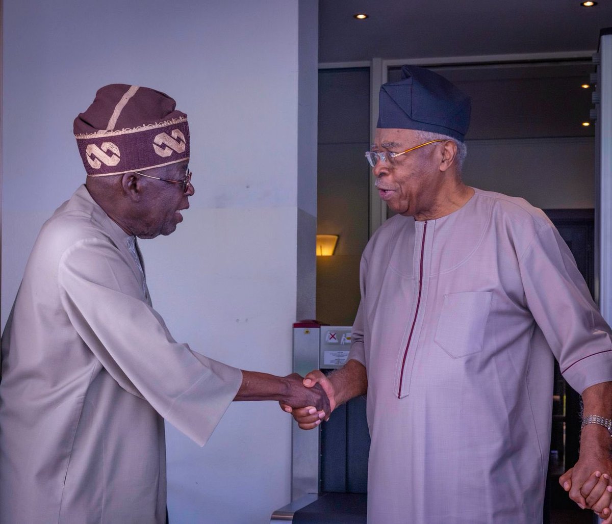 President Bola Ahmed Tinubu receives in audience, General T.Y Danjuma on a courtesy visit at the State House Abuja.
