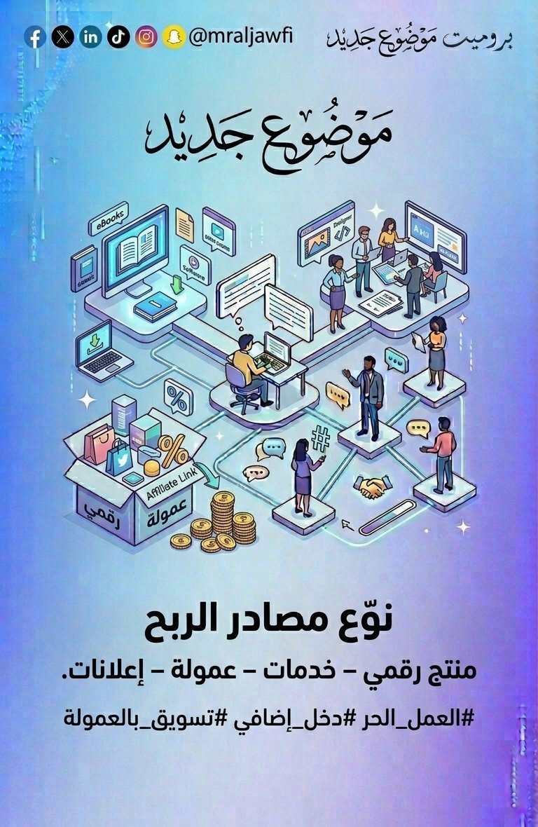 mraljawfi's tweet photo. نوّع مصادر الربح
منتج رقمي – خدمات – عمولة – إعلانات.
#العمل_الحر #دخل_إضافي #تسويق_بالعمولة https://t.co/JzFo2KXIhB