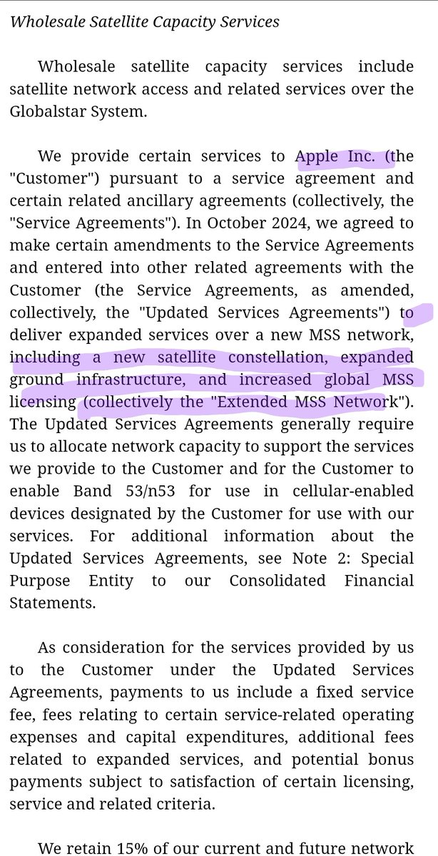 Globalstar's ( $gsat ) upgraded services agreement with Apple ( $aapl ) includes "increased global MSS licensing".