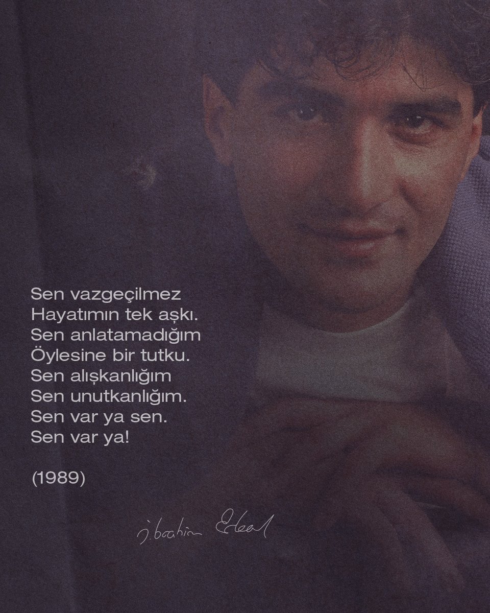ibrahimerkalx's tweet photo. Sen vazgeçilmez 
Hayatımın tek aşkı. 
Sen anlatamadığım
Öylesine bir tutku.
Sen alışkanlığım
Sen unutkanlığım.
Sen var ya sen.
Sen var ya!

(1989)

#İbrahimErkal #Şiir #Aşk #Nostalji #Edebiyat https://t.co/Jcnhs4QLgZ