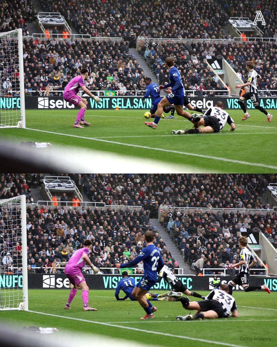 TheAthleticFC's tweet photo. An enthralling encounter at St James' Park, settled by Thierno Barry's backside.

Moments after Jacob Murphy had restored parity for Newcastle United, Everton surged up the other end through Iliman Ndiaye and Kiernan Dewsbury-Hall, whose cutback fell in front of Barry.

The Frenchman fell to ground after being pushed by Lewis Hall but still managed to divert the ball into the net.

They all count...