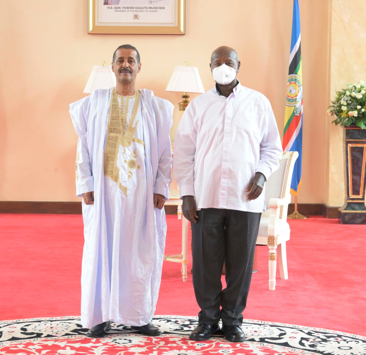 UgandaMFA's tweet photo. Yesterday, H.E. @KagutaMuseveni, President of the Republic of Uganda, received Letters of Credence from Ambassadors-designate of the State of Qatar 🇶🇦, the Republic of Cuba 🇨🇺, the Sahrawi Arab Democratic Republic 🇪🇭, the State of Israel 🇮🇱, the Kingdom of Spain 🇪🇸, and the Republic of Angola 🇦🇴. The President reaffirmed Uganda’s 🇺🇬 commitment to strengthening bilateral relations in pursuit of shared prosperity, mutual respect, and constructive global partnership.
