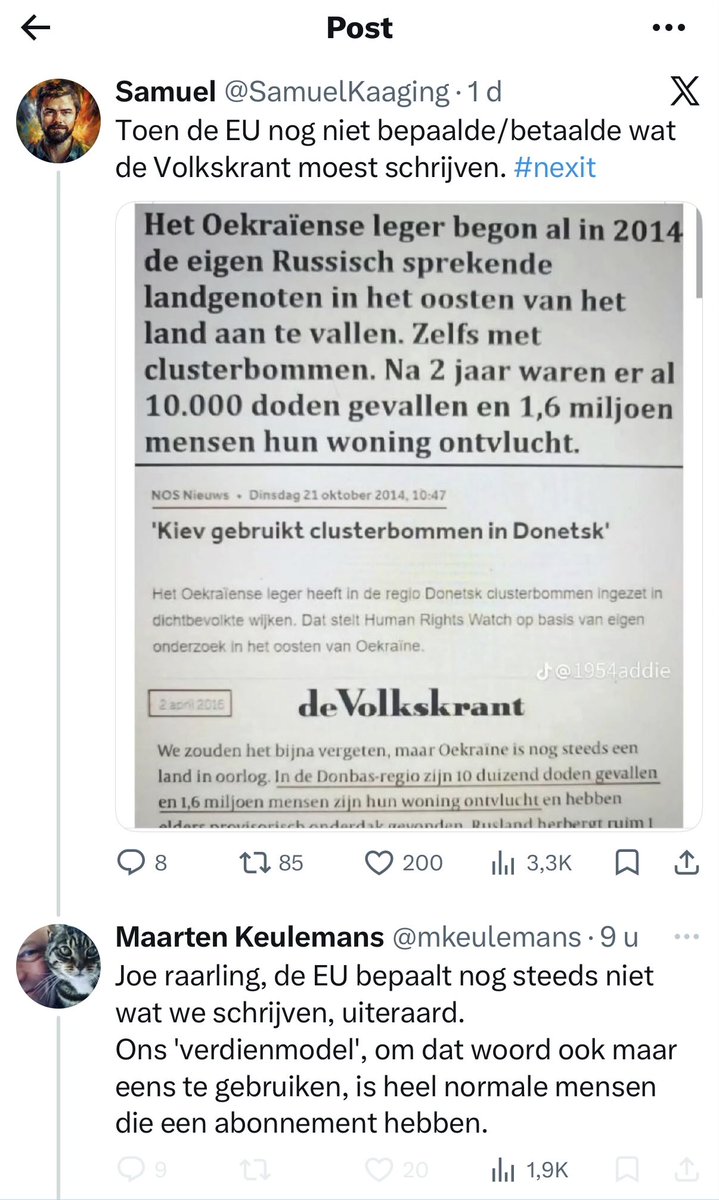 Dus mij blokkeren, maar wel ook lezen en reageren? Make up your mind hunny <a href="/mkeulemans/">Maarten Keulemans</a>. Ik mis je.