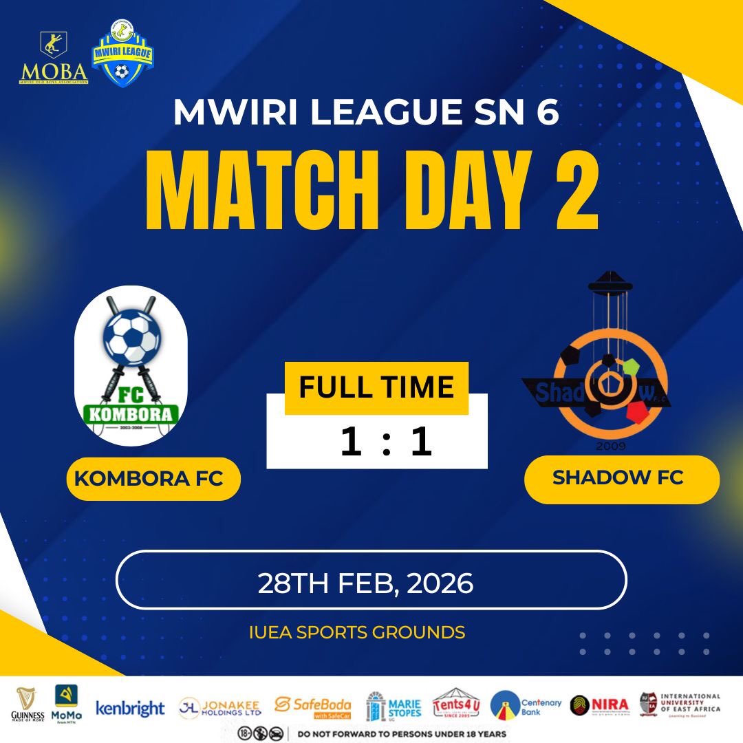 MwiriLeague's tweet photo. Points Shared in the Shade 🤝
Nothing to separate these two. Kombora FC and Shadow FC fight to a 1–1 stalemate at @iuea_uganda sports grounds.
A hard earned point for both sides as they navigate the intensity of Matchday 2.
#ML6 #MwiriLeague #MLUpdates https://t.co/YDaUwzdnAf