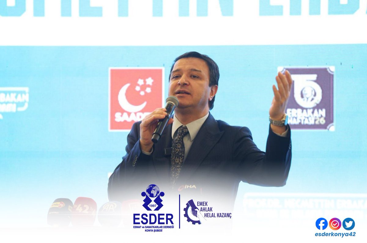 esderkonya42's tweet photo. Genel Başkan Mahmut Arıkan'ın teşrifleriyle gerçekleştirilen "Prof. Dr. Necmettin Erbakan’ı Anma ve Anlama Programı"nda; merhum Başbakanımızın fikirleri, projeleri ve "Yeniden Büyük Türkiye" vizyonu bir kez daha yad edildi.
#ErbakanHaftası #NecmettinErbakan #Esder #Konya https://t.co/3mXhFZtLdm