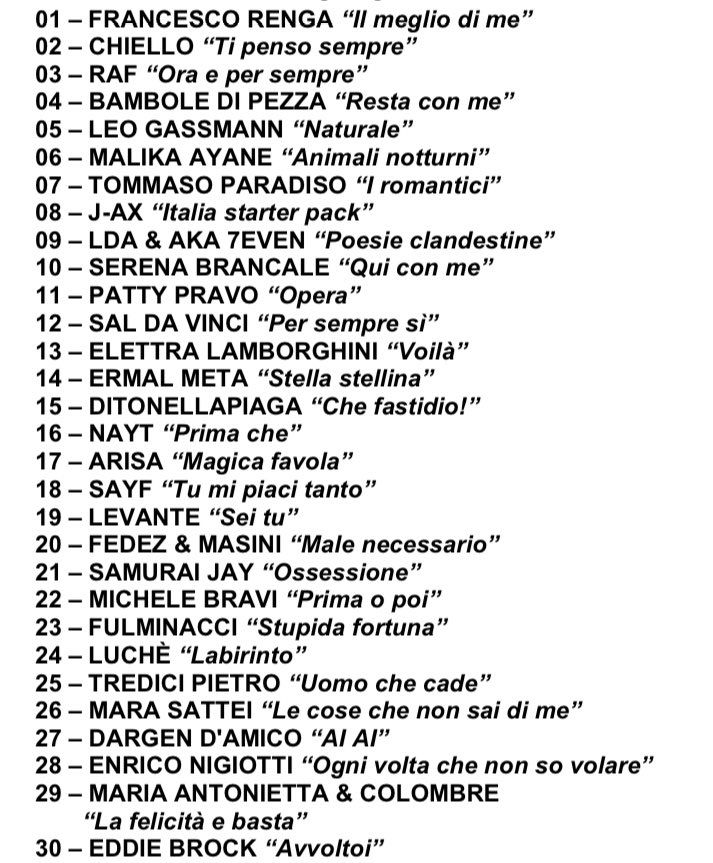 La scaletta della finale di #Sanremo2026 💐💐
