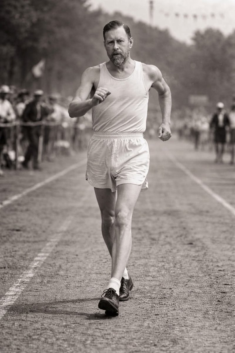 Vencedor de todas las pruebas que disputó (menos la última, en que fue descalificado),Abraham Stoker (1847-1912) es, sin duda alguna, el marchador más famoso de todos los tiempos.(Así es, más o menos, como se veria en una foto si  dispusiéramos de alguna).
amazon.es/dp/B0GGHJ21F4